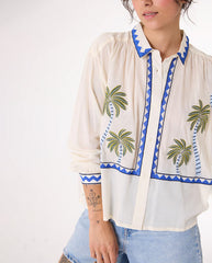 ALI Embroidered Jungle Blouse White Multi