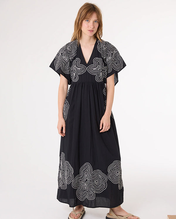 Alba Embroidered Dress BLACK