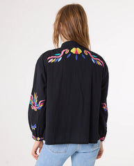 Ali Embroidered Blossom Blouse Black Multi