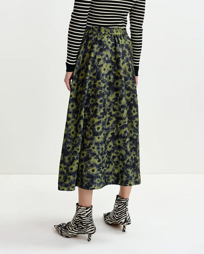 Isebel Elasticated Midi Skirt - Olive Combo