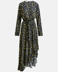 Igraine Ruffle Midi Dress - Navy Combo