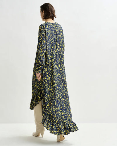 Igraine Ruffle Midi Dress - Navy Combo