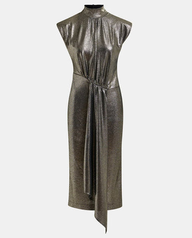 Igraine Ruffle Midi Dress - Navy Combo