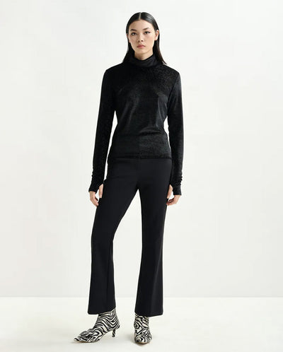 Indienne Velvet Jersey Top - Black