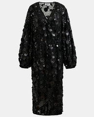 Ishine Sequin Wrap Dress Black