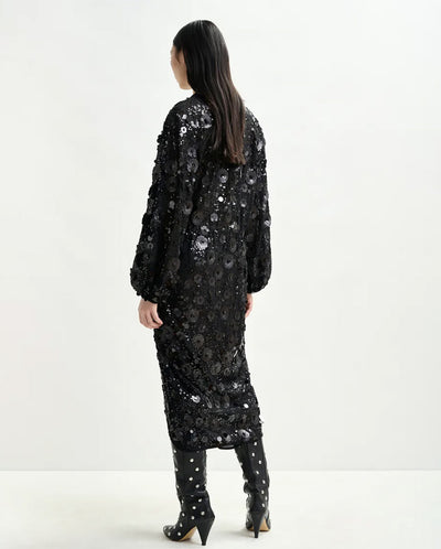 Ishine Sequin Wrap Dress Black