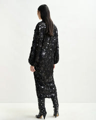 Ishine Sequin Wrap Dress Black