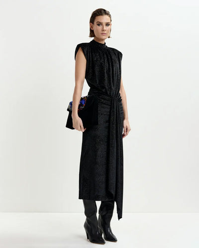 Inche Velvet Jersey Dress - Black Sparkle