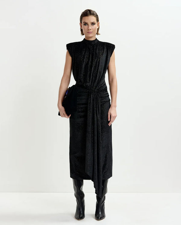 Inche Velvet Jersey Dress - Black Sparkle