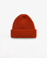 Merino Classic Rib Beanie - Rust Red