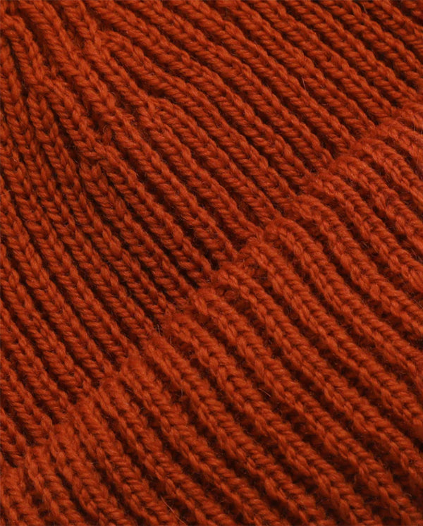 Merino Classic Rib Beanie - Rust Red