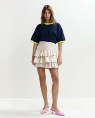 Jila Colour Denim Mini Skirt - Vanilla Cream