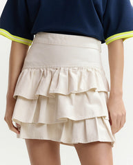 Jila Colour Denim Mini Skirt - Vanilla Cream