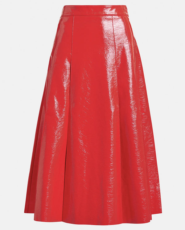 Jib Faux Leather Midi Skirt - Orange