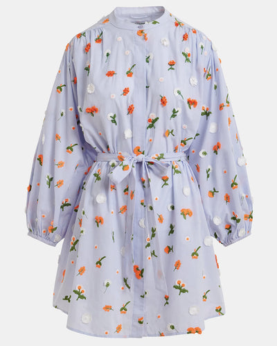 Jalen Embroidered Mini Dress - Lake Blue Combo