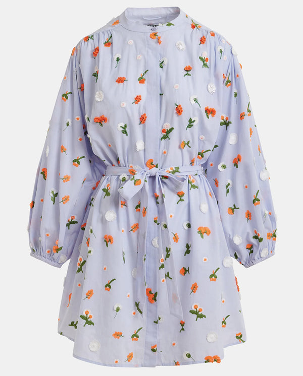 Jalen Embroidered Mini Dress - Lake Blue Combo