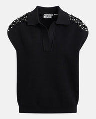 Joline Embroidered Polo - Black