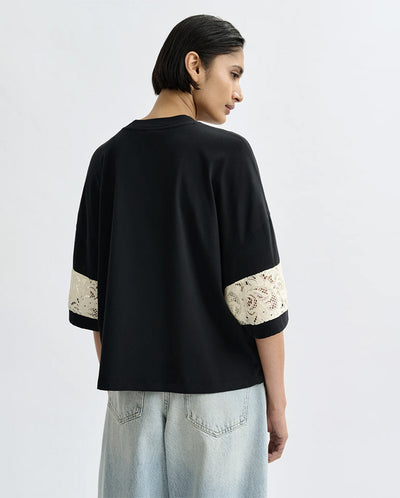 Jemix Striped Laced Tee - Black/White