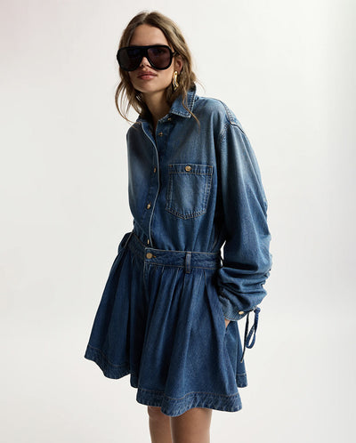 Joss Flared Jean Shorts - Patriot Blue