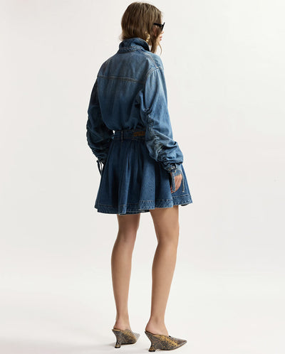 Joss Flared Jean Shorts - Patriot Blue