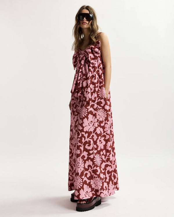 Johnson Large Bow Dress - Faded Plum