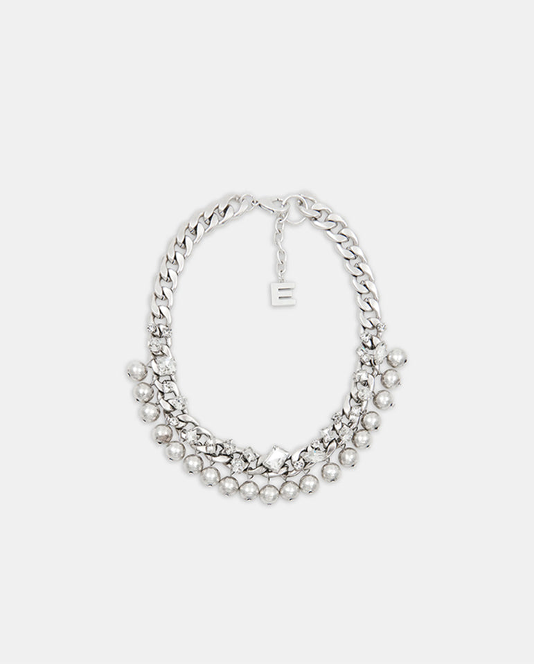 Jecki Rhinestone Necklace - Silver