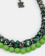 Jecki Rhinestone Necklace - Avocado