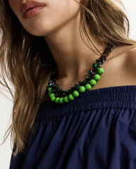 Jecki Rhinestone Necklace - Avocado