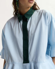 Kaylee Peplum Ruffle Shirt - Aquamarine