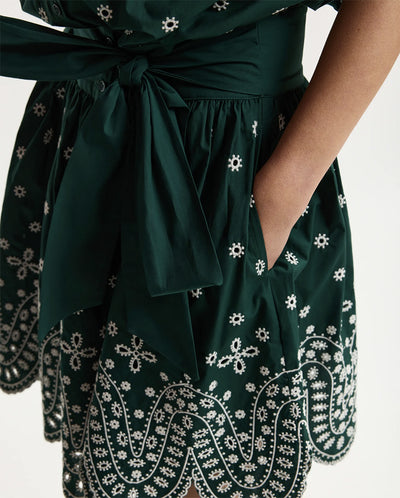 Kaylani Scallop Edge Dress - Bottle Green