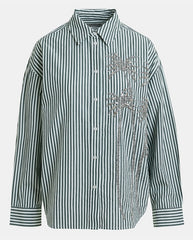 Kasper Sequin Palm Tree Shirt - Bottle Green