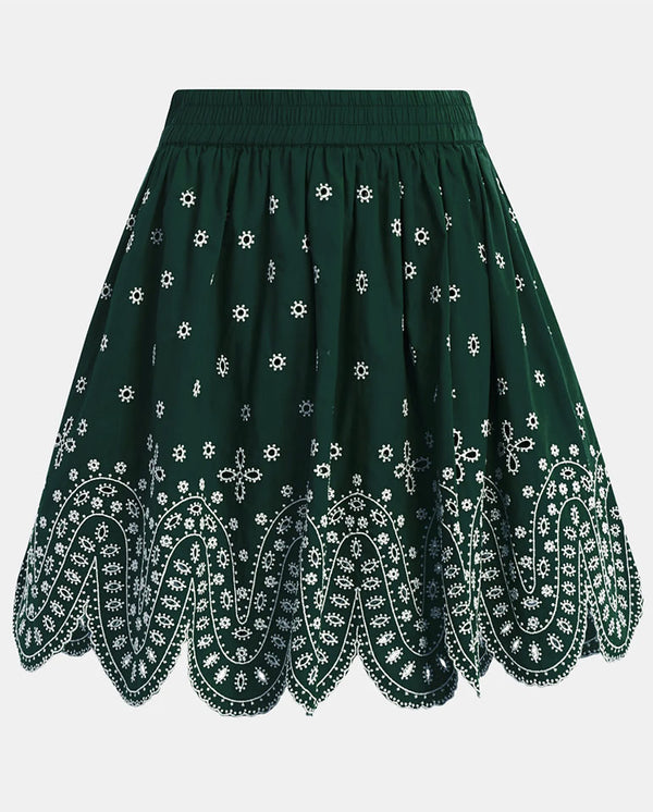 Karter Scallop Edge Miniskirt - Bottle Green