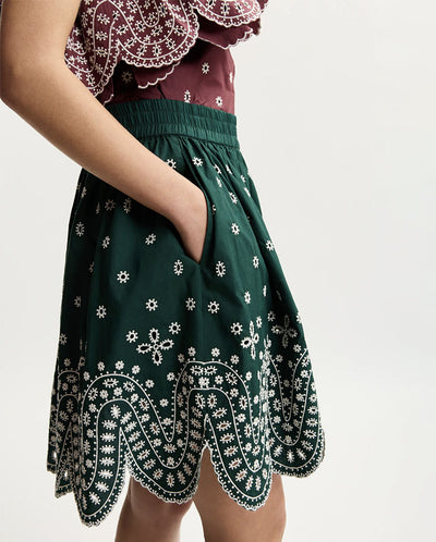 Karter Scallop Edge Miniskirt - Bottle Green