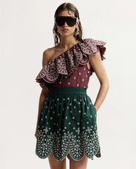 Karter Scallop Edge Miniskirt - Bottle Green