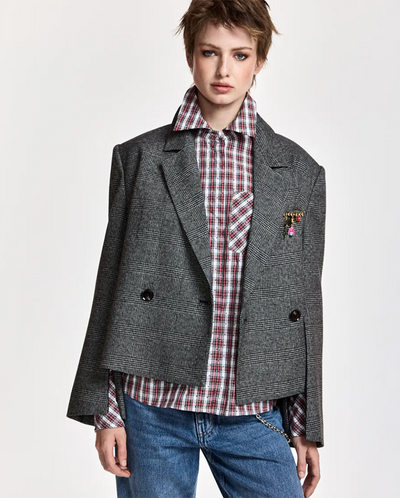 Kiana Cropped Blazer - Charcoal Check