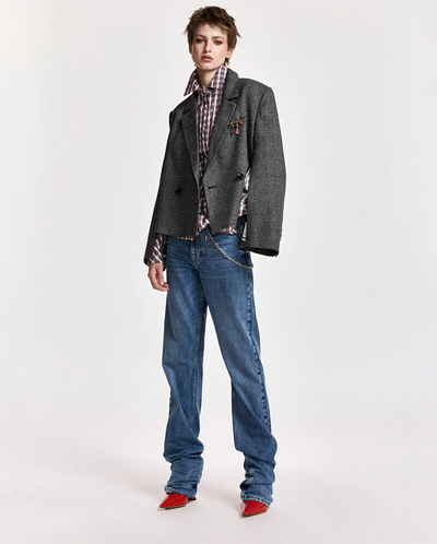 Kiana Cropped Blazer - Charcoal Check
