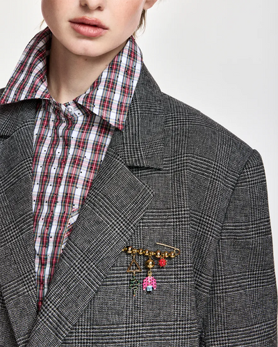Kiana Cropped Blazer - Charcoal Check