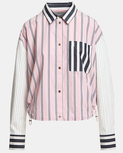Kozef Fabric Mix Cropped Shirt - Steel Pulse