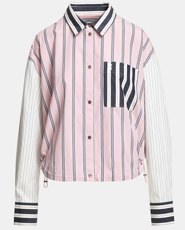 Kozef Fabric Mix Cropped Shirt - Steel Pulse