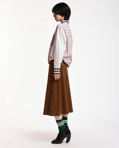 Kozef Fabric Mix Cropped Shirt - Steel Pulse