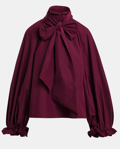 Keily Pussy Bow Tie Top - Wine Not