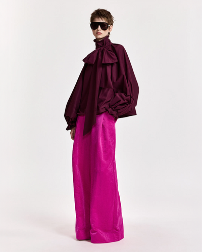 Keily Pussy Bow Tie Top - Wine Not