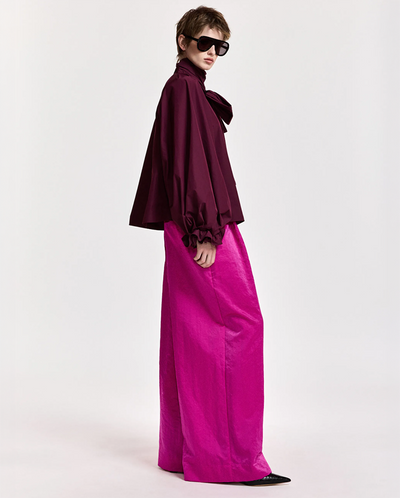 Keily Pussy Bow Tie Top - Wine Not