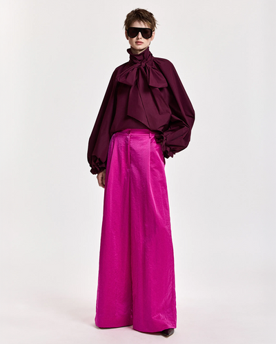 Keily Pussy Bow Tie Top - Wine Not