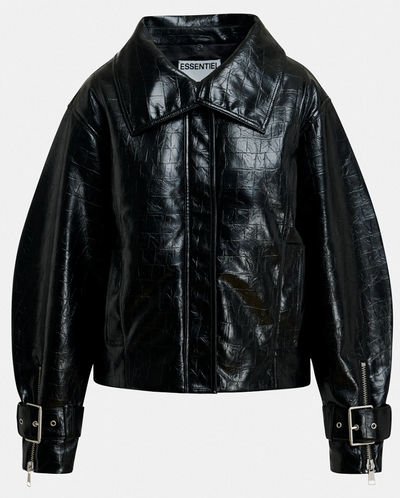 Kabuki Faux Leather Bomber - Black