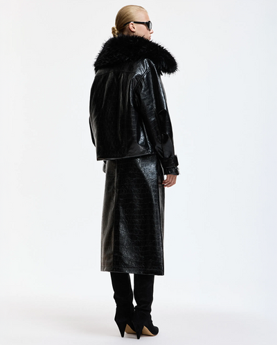 Kabuki Faux Leather Bomber - Black