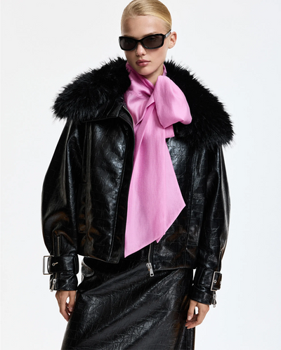Kabuki Faux Leather Bomber - Black