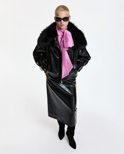 Kabuki Faux Leather Bomber - Black