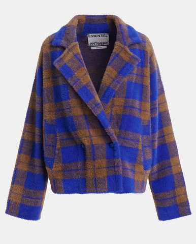 Saffy Merino Wool Cardigan - Brushed Check