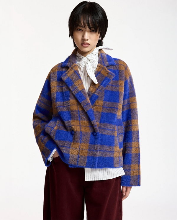 Karreau Check Cardigan - indigo Ink